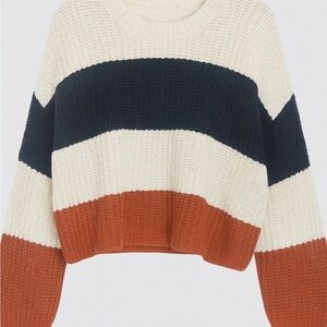 moon & madison Colorblock Sweater - Cream, Black, and Brown